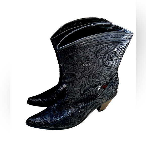 Helens Heart Short Bling & Embroidered boots Size 10 - Picture 3 of 11
